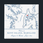 Imã Kent Island Map Destination Wedding Favor<br><div class="desc">Encomendamento rápido e fácil! Estes ímãs do mapa do Kent Island MD fazem favores de casamento do Kent Island excelente para incluir nas bolsas de boas-vindas do seu destino em Maryland. Mova o coração clicando em "Editar usando a ferramenta design" em "Personalizar". Este elegante mapa de Kent Island favorito para...</div>