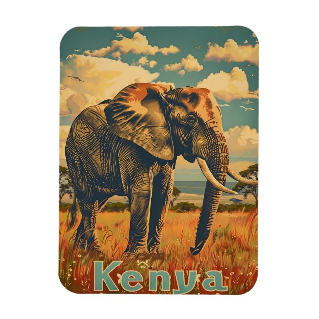 Ímã Kenya Elephant Vintage (Vertical)