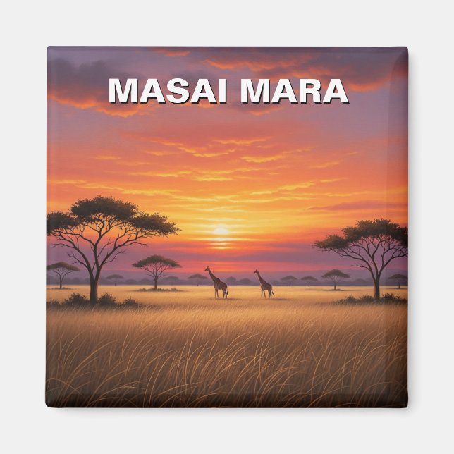 Imã Kenya Masai Mara Girafas Sunset (Frente)