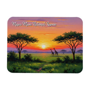Ímã Kenya Masai Mara Girafas Sunset