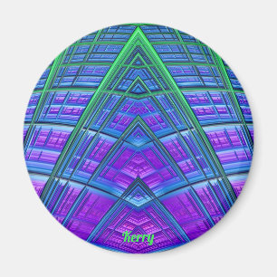 Imã KERRY ~Azul, Verde e Roxo ~ Fractal Abstrato ~
