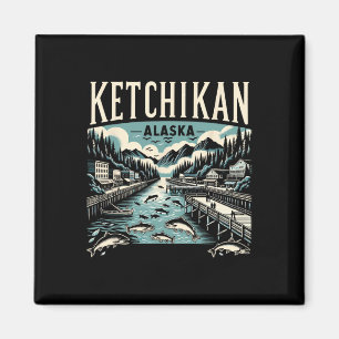 Imã Ketchikan Alasca Ak Gráfico Vintage Capital do Sal