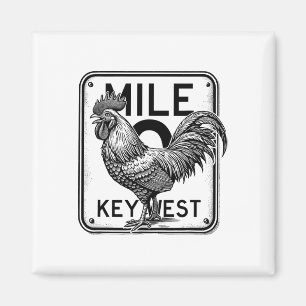 Imã Key West Flórida Frango Retro Milha 0 Galo Milha
