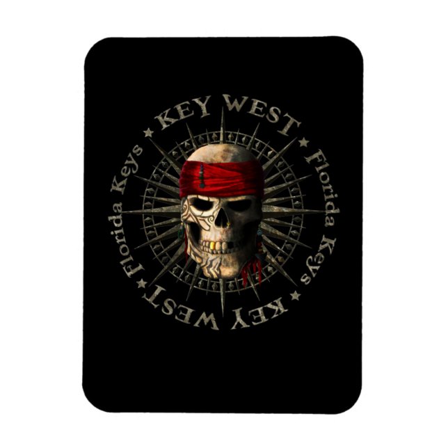Ímã Key West Florida Pirate Skull (Vertical)