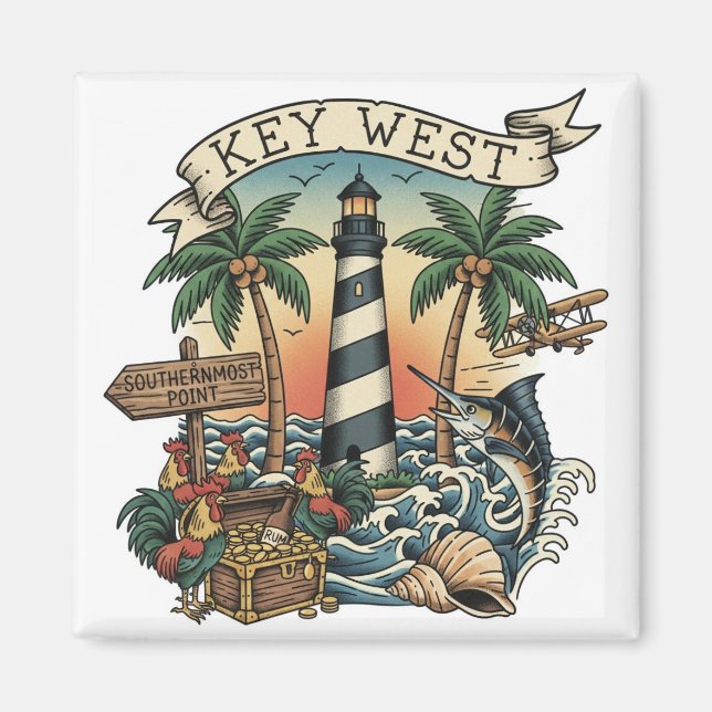 Imã Key West Florida Travel (Frente)
