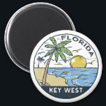 Imã Key West Florida Vintage Emblem<br><div class="desc">Design de arte vetorial de chave Ocidental. Key West,  uma cidade insular dos EUA,  é parte do arquipélago de Florida Keys.</div>