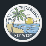 Imã Key West Florida Vintage Emblem<br><div class="desc">Design de arte vetorial de chave Ocidental. Key West, uma cidade insular dos EUA, é parte do arquipélago de Florida Keys.</div>