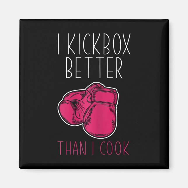 Imã Kickboxer Divertida Feminina - Eu Amo Kickboxing  (Frente)