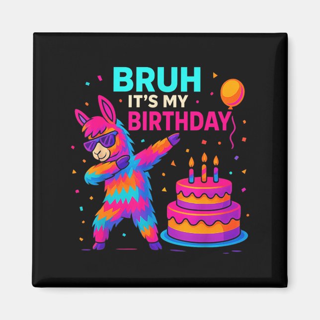 Imã Kids Dabbing Llama Birthday Funny Bday Party Tee  (Frente)