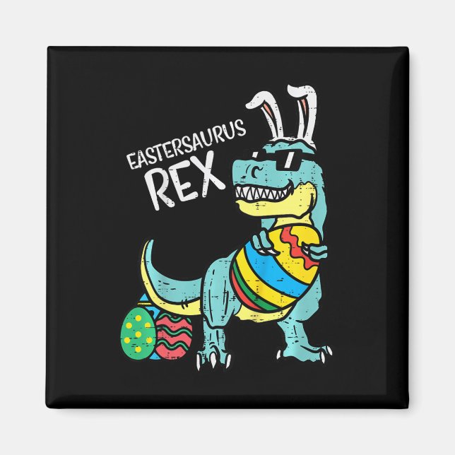 Imã Kids Eastersaurus Rex Páscoa Trex Bunny Menino Bo (Frente)