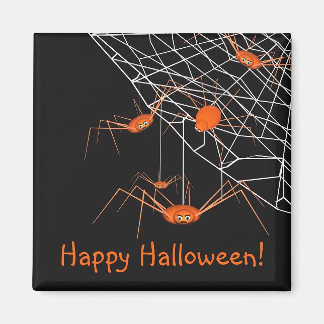 Imã Kids Orange Halloween Spiders Magnet (Frente)