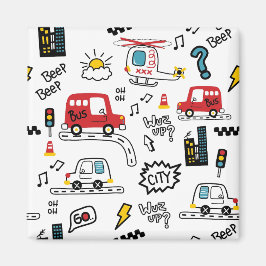 Imã Kids Playful Transport Pattern 