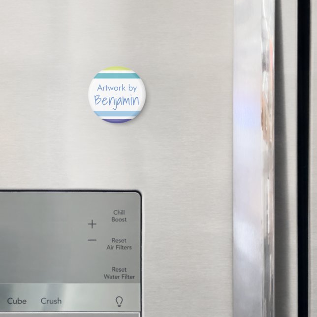 Imã Kids Trabalho de arte name Blue and Green Stripes  (In Situ (Fridge))