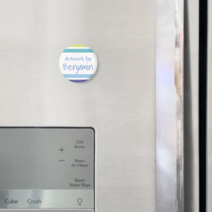 Imã Kids Trabalho de arte name Blue Green Stripes Magn