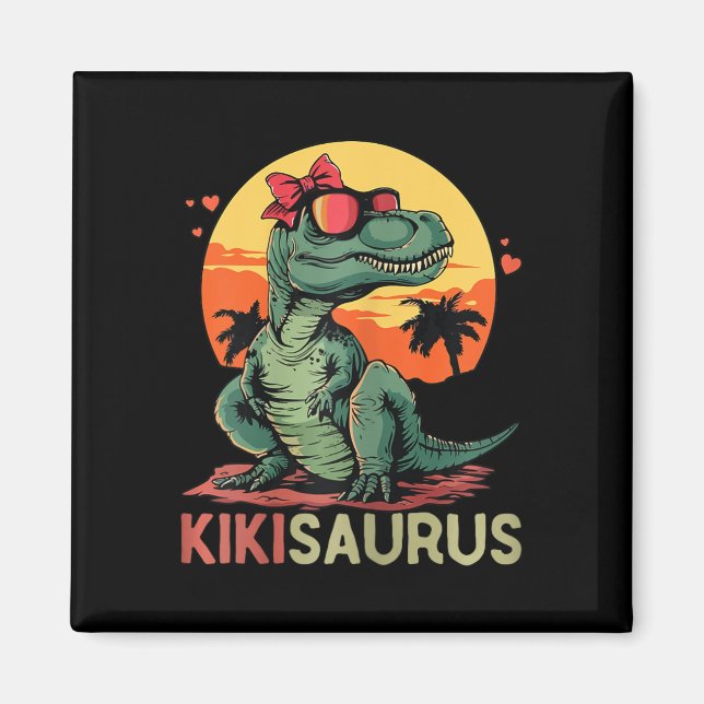 Imã Kikisaurus Dino Dinosaur Kiki-saurus T-rex Mãe" (Frente)