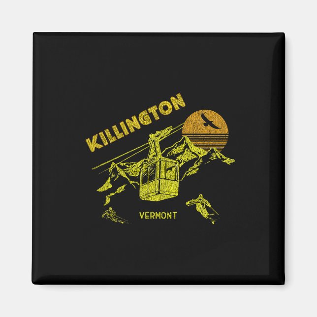 Imã Killington Vermont Afastou Tee De Pé Retro (Frente)