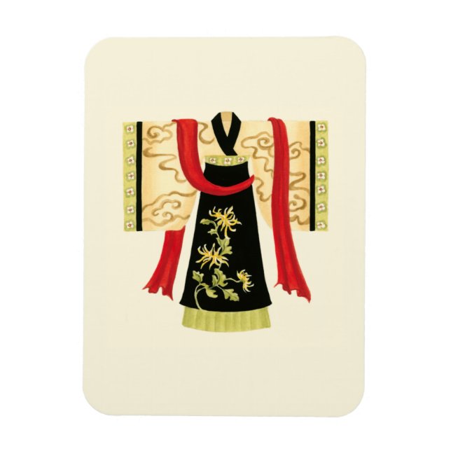 Ímã Kimono japonês tradicional com Impressão floral (Vertical)