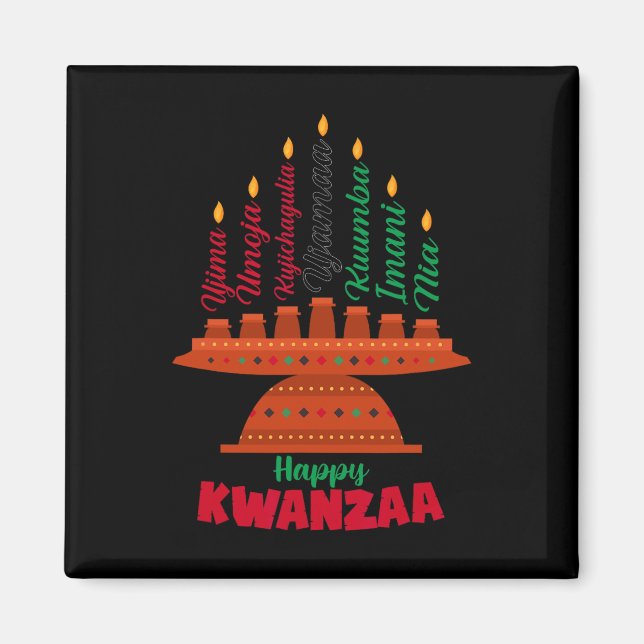 Imã Kinara Sete Velas Princípios De Kwanzaa Happy K (Frente)