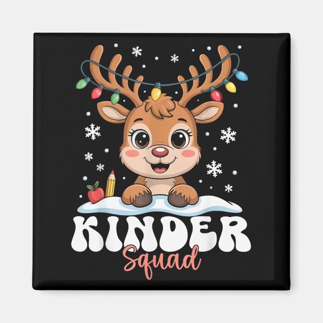 Imã Kinder Squad Reindeer Christmas Lights Cute Winter (Frente)