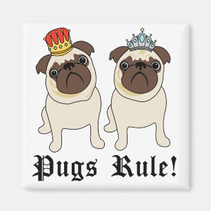 Imã King and Queen Pug Magnets