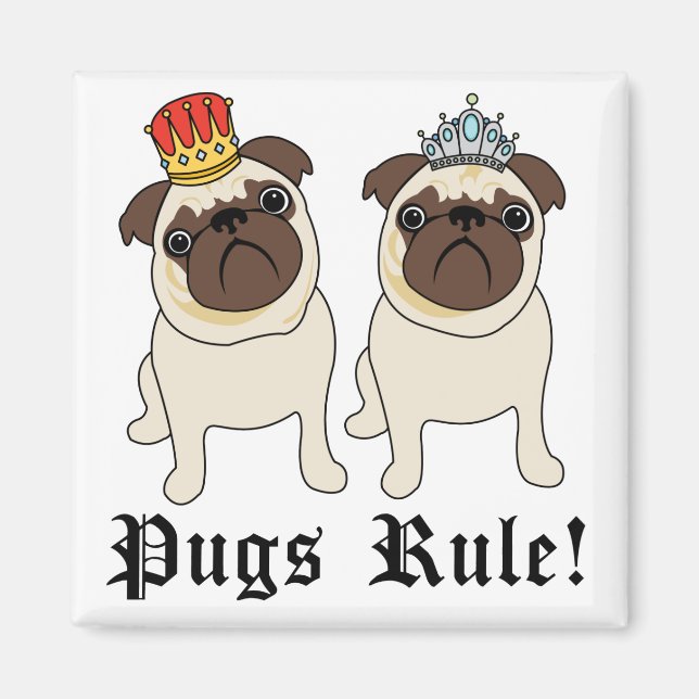 Imã King and Queen Pug Magnets (Frente)