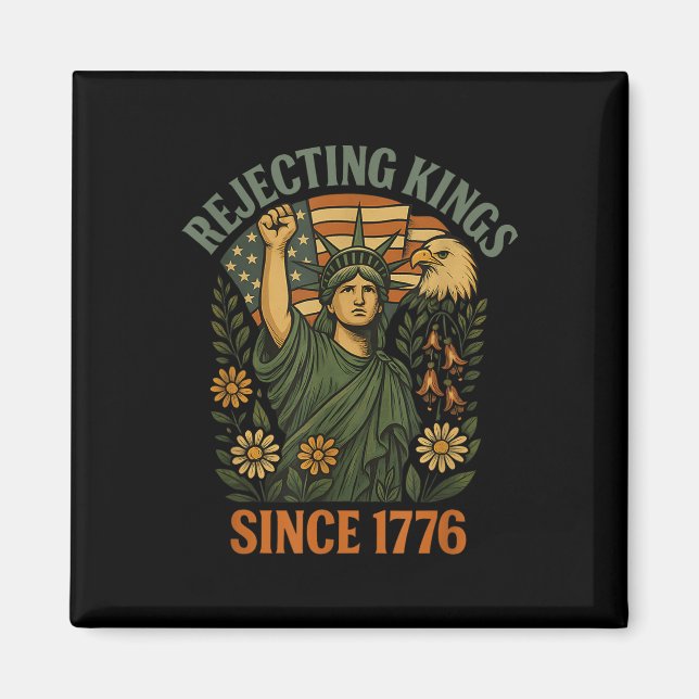 Imã Kings 1776 Foxglove Daisy Tulip Flowers Bald Eagle (Frente)