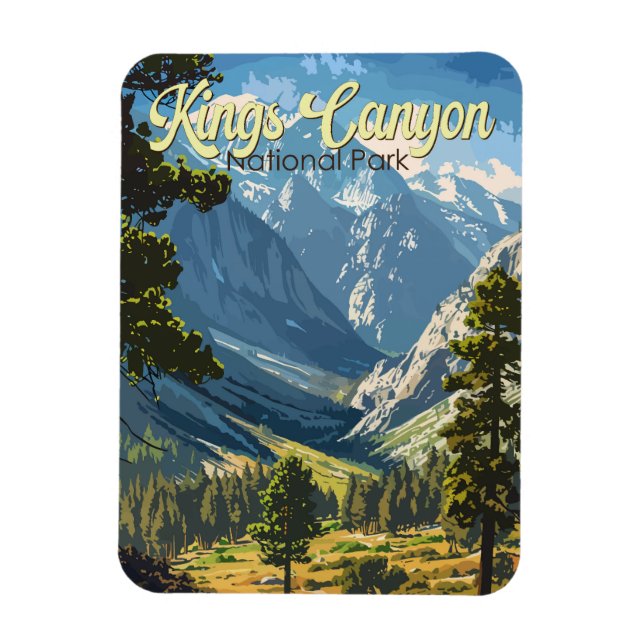 Ímã Kings Canyon National Park Ilustração Viagem Art (Vertical)