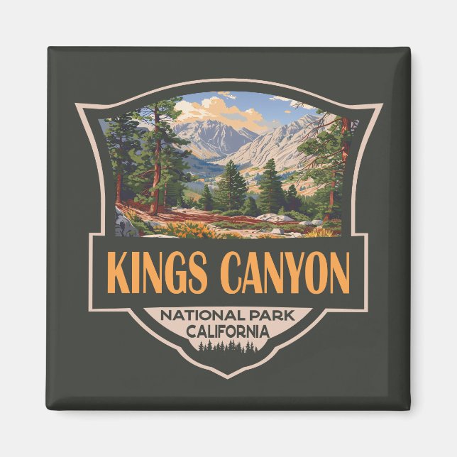 Imã Kings Canyon National Park Ilustration Retro Art (Frente)