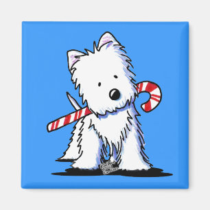 Imã KiniArt Westie Candy Cane Blue Magnet