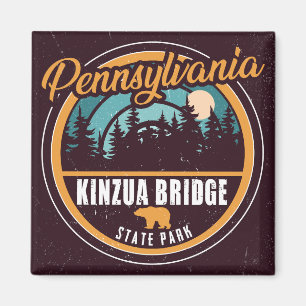 Imã Kinzua Bridge State Park Pensilvânia Retro Crachá
