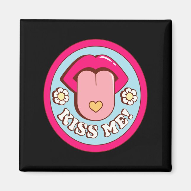 Imã Kiss Me Flower Tongue Out Valentines Day Womens Me (Frente)