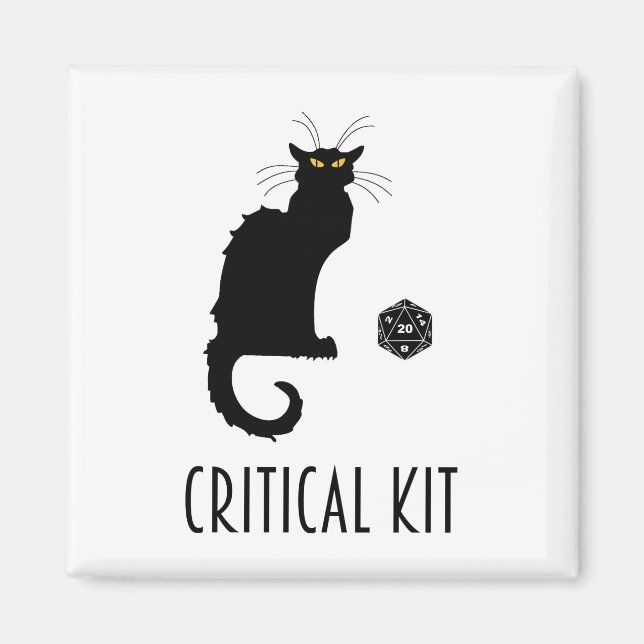 Imã Kit Crítico Gaming Tabletop Cat D20 RPG (Frente)