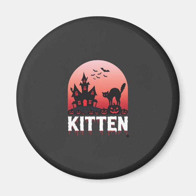 Imã Kit de Halloween Gatinho Casa Assombrada Design de (Frente)