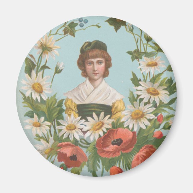 Imã Kitschy Retro German Valentine's Card, 1884 (Frente)