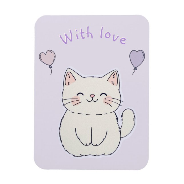 Ímã  Kitten and hearts, personalized (Vertical)