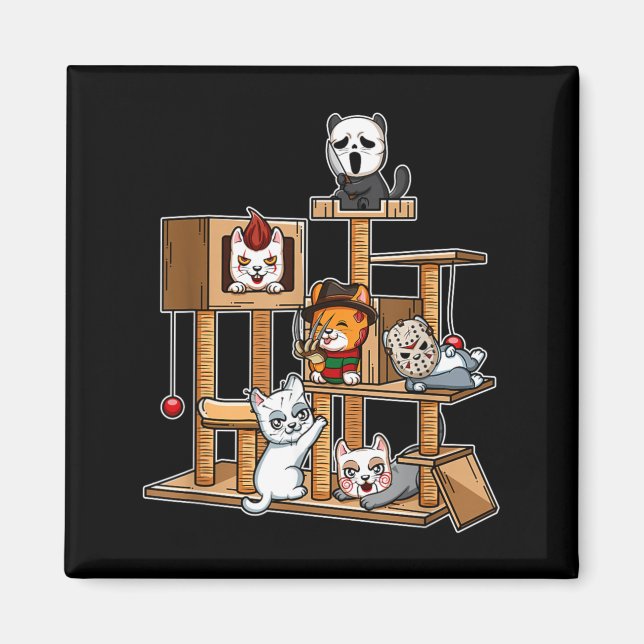 Imã Kitten Engraçado de Filme de Terror Brincando na Á (Frente)
