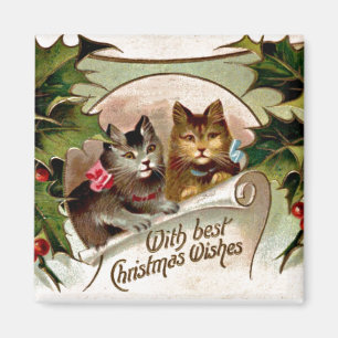Imã Kittens de Natal - Design de Natal vintage de ,