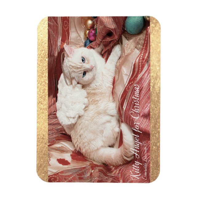 Ímã Kitty Angel para o Natal (Vertical)