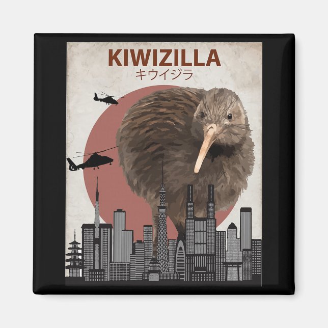 Imã Kiwizilla Funny Kiwi New Zealand Bird Lovers Gift  (Frente)
