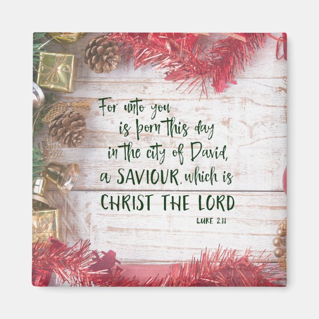 Imã KJV Luke Bible Verse Christmas  (Frente)