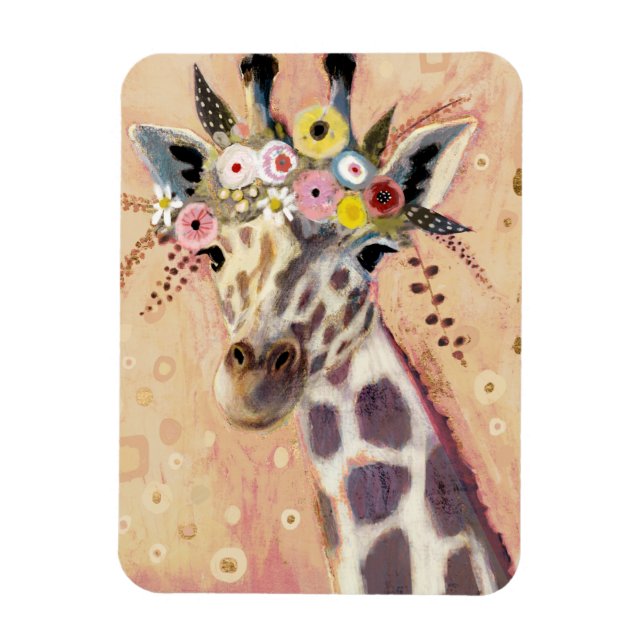 Ímã Klimt Giraffe | Adornada Em Flores (Vertical)