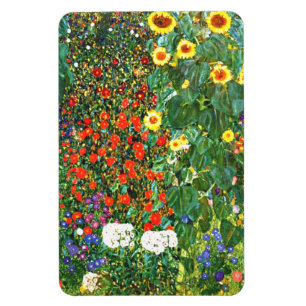 Ímã Klimt - Jardim de Fazenda com girassóis, belas ar