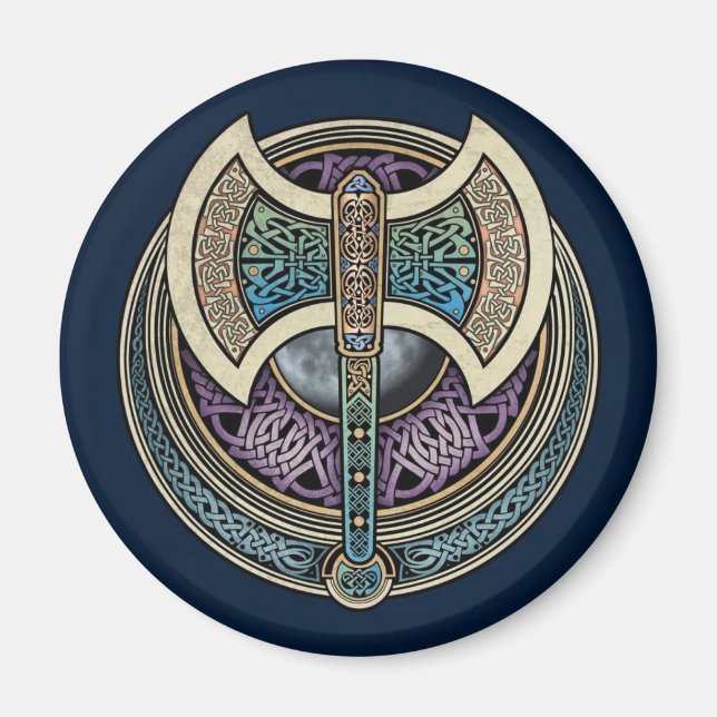 Imã Knotwork Labrys Round Magnet (Frente)