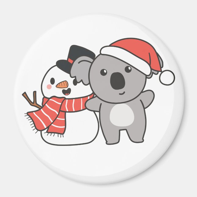 Imã Koala Com Snowman No Inverno Para O Magnetinho De  (Frente)