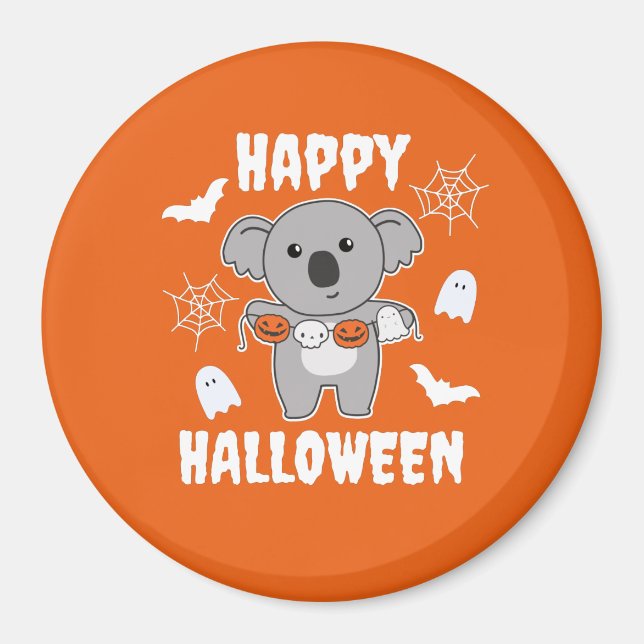 Imã Koala Happy Halloween Pumpkin Bat Costume (Frente)