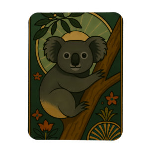 Ímã Koala Ornamental em Mandala Botânica