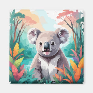 Imã Koala Vetor Art Animal Na Natureza Majestosa