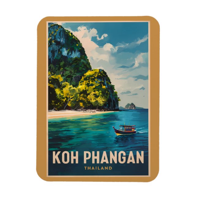 Ímã Koh Phangan Thailand Viagem Art Vintage (Vertical)