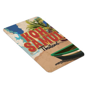 Ímã Koh Samui, poster das viagens vintage de Tailândi