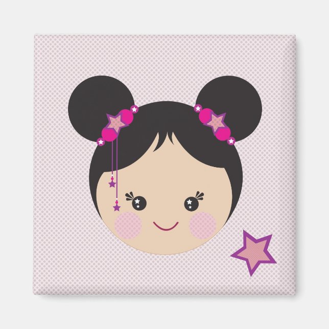 Imã Kokeshi com Buns Pin (Frente)